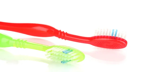 Escovas de dentes isoladas em branco — Fotografia de Stock