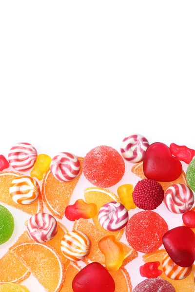 Caramelle colorate gelatina isolate su bianco — Foto Stock