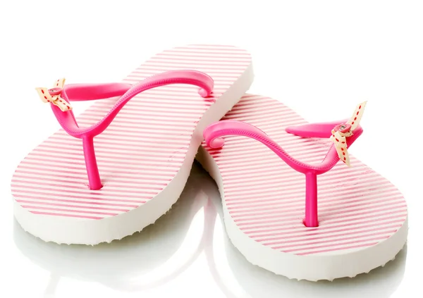 孤立在白色的粉红色沙滩鞋 — 图库照片