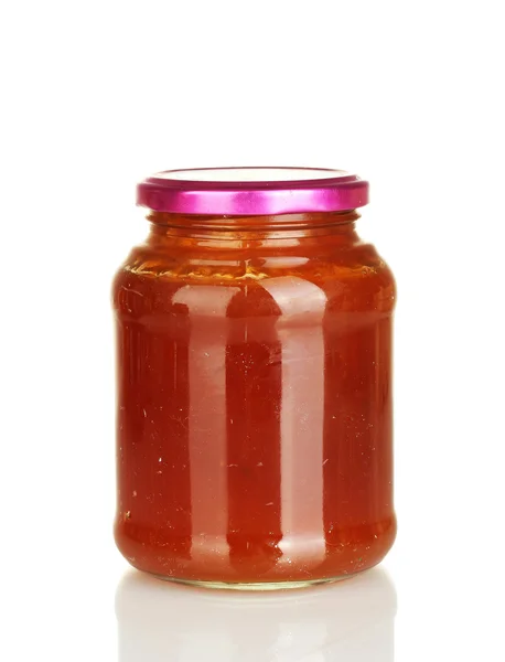 Glas mit Marmelade isoliert auf weiß — Stockfoto