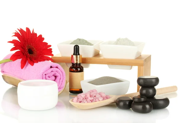 Cosmetic clay for spa treatments on white background — Stock Photo, Image