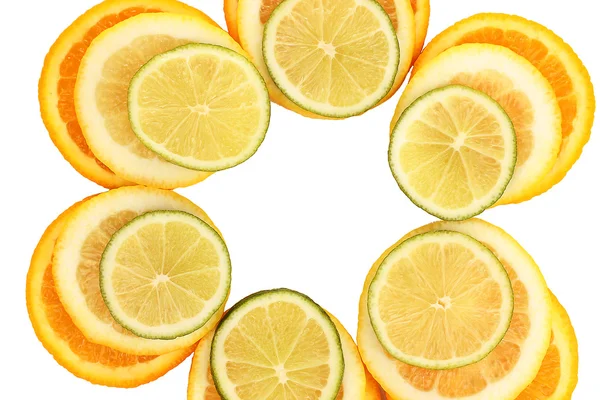 Orange lime och citron närbild isolerad på vit — Stockfoto