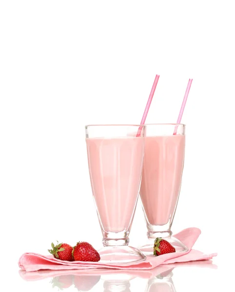 Strawberry milk shakes isolated on white — Stock Photo, Image