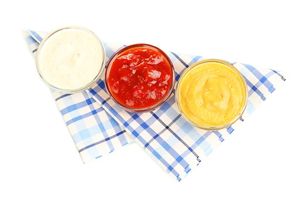 Varias salsas aisladas en blanco — Foto de Stock
