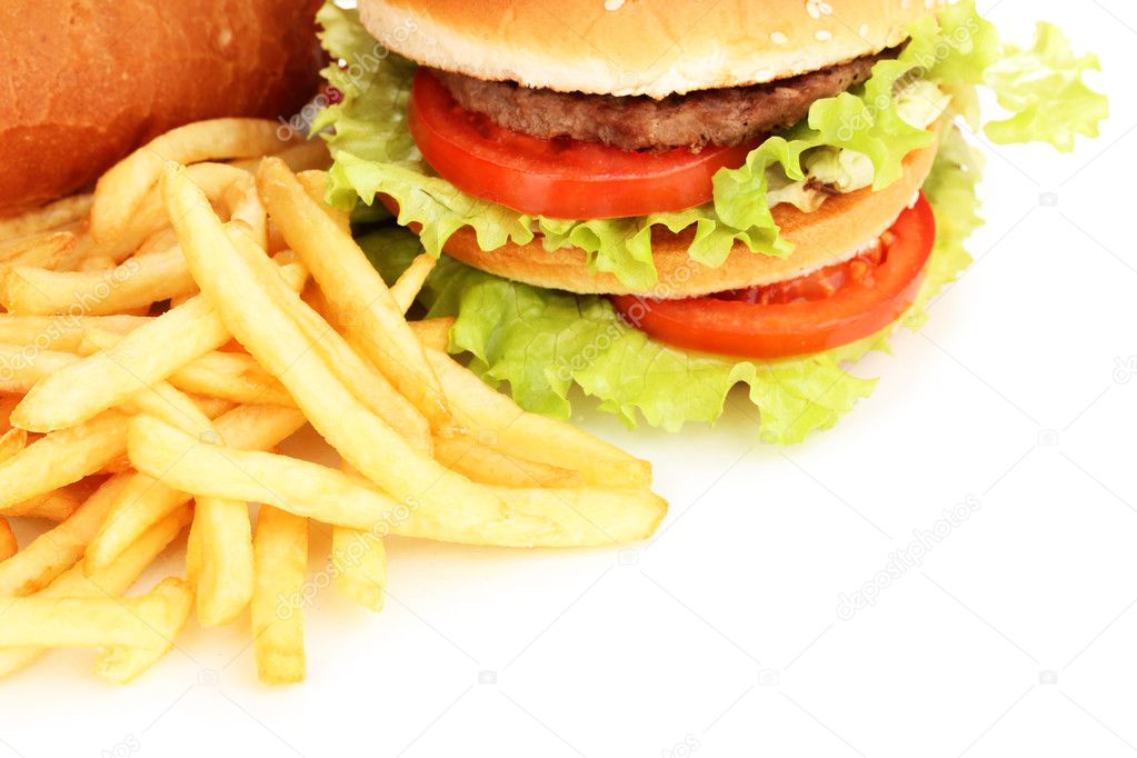 Fast food close-up isolated on white