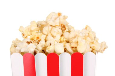 Classic box of popcorn isolated on white clipart