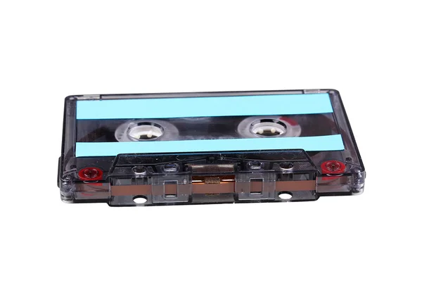 Kaseta magnetofonowa z etykietą kolor na białym tle — Zdjęcie stockowe
