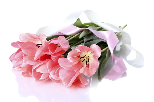 Gyönyörű rózsaszín tulipán elszigetelt fehér — Stock Fotó