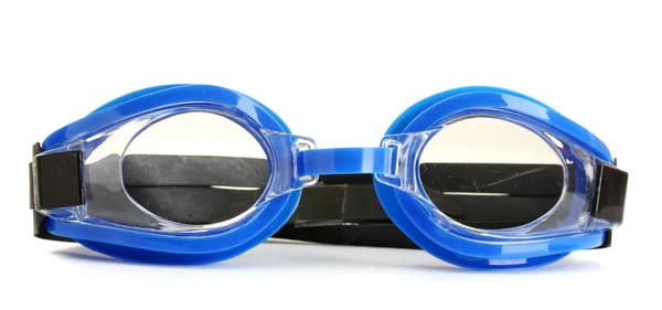 Niebieski pływać gogle na białym tle na biały — Zdjęcie stockowe
