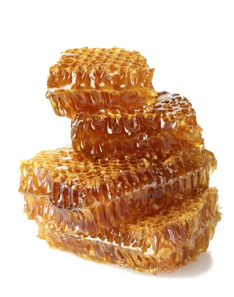 Söta honungskakor med honung, isolerade på vitt — Stockfoto