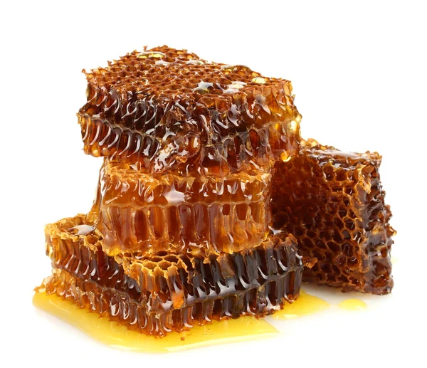 Rayons de miel doux au miel, isolés sur blanc — Photo