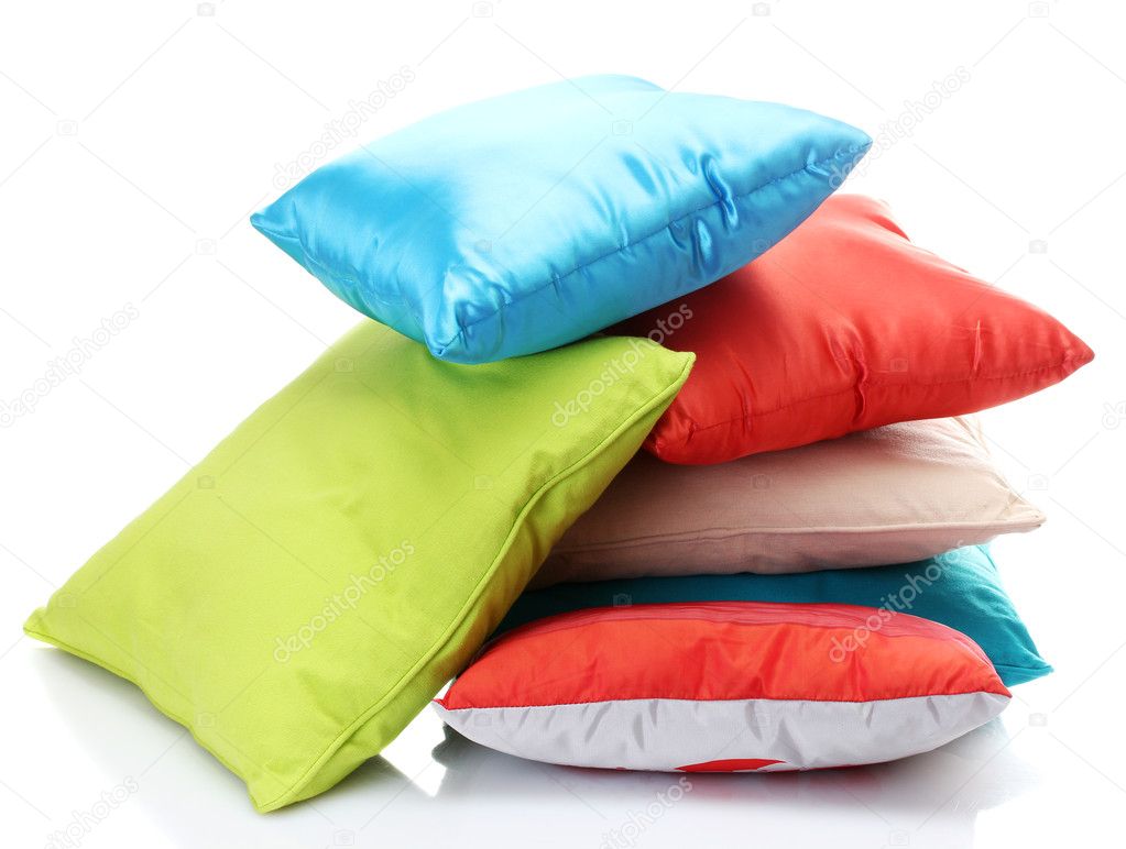 Bright pillows isolated on white