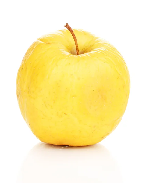 Żółty apple jako problem skóry koncepcja na białym tle — Zdjęcie stockowe