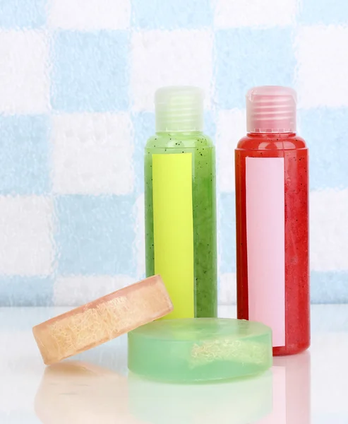 stock image Scrubs and soaps in bathroom