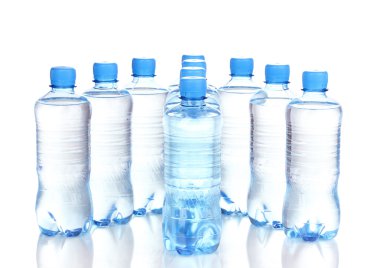 Plastic bottles of water isolated on white