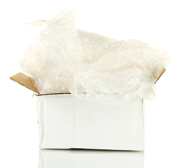 Opened parcel isolated on white — Stock Photo, Image
