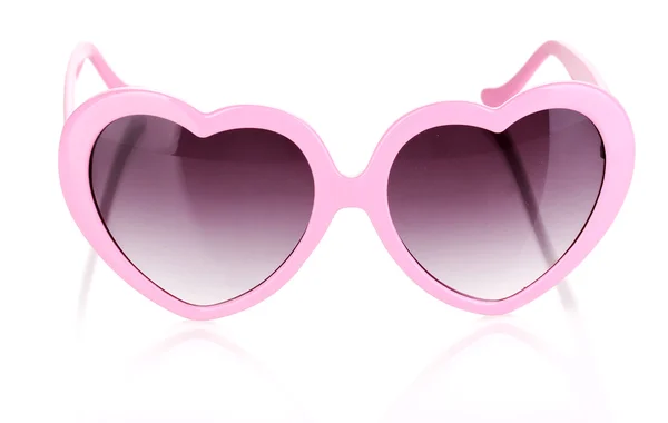 Gafas de sol rosadas en forma de corazón aisladas en blanco — Foto de Stock