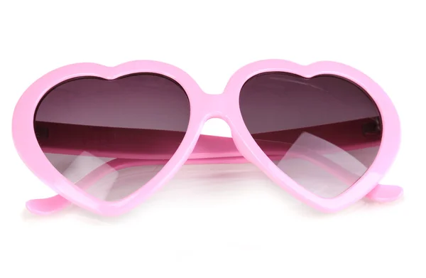 Рожеві окуляри у формі серця ізольовані на білому — стокове фото
