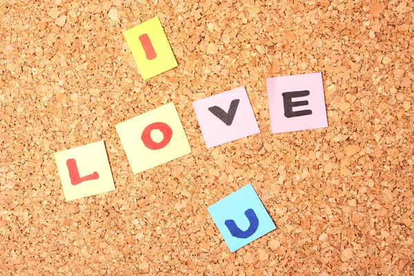 Cork board with i love you — Stock Photo, Image