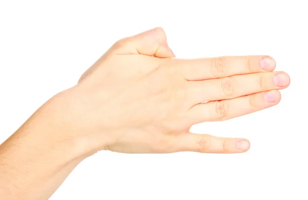 Ręka, co znak na białym tle — Zdjęcie stockowe