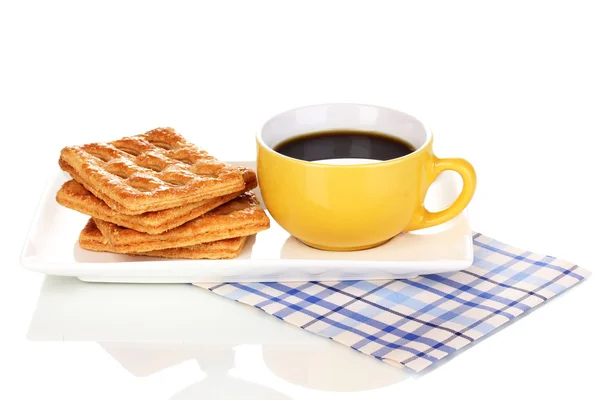 Xícara de café e biscoitos isolados em branco — Fotografia de Stock