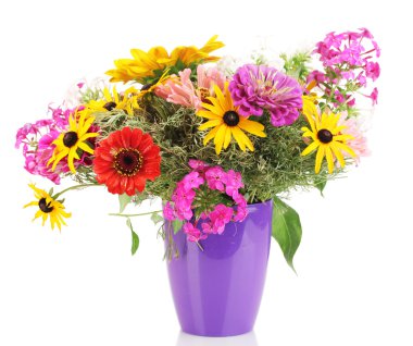 Beautiful bouquet of bright flowers isolated on white clipart