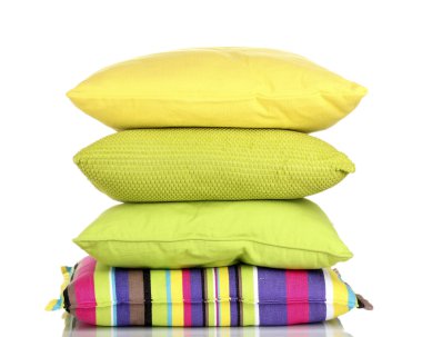 Bright color pillows isolated on white