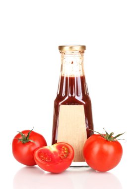 Tomato sauce in bottle isolated on white clipart