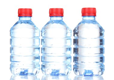 Plastic bottles of water isolated on white