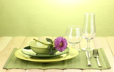 Table setting on bright background close-up