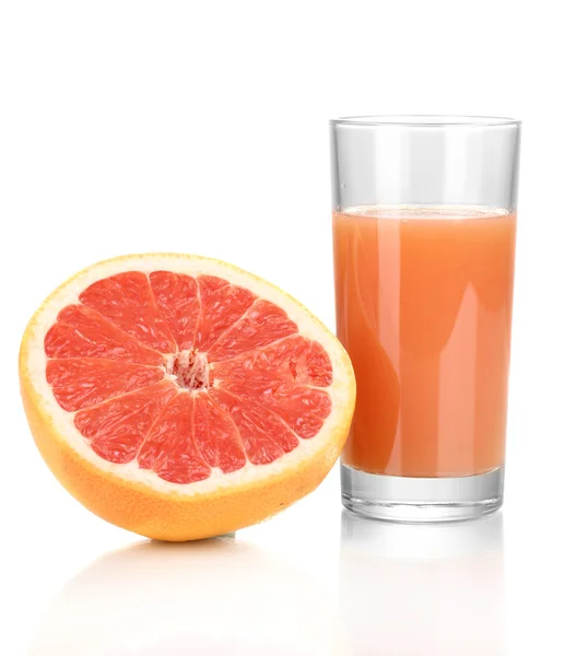 Grapefruitsap en grapefruit geïsoleerd op wit — Stockfoto