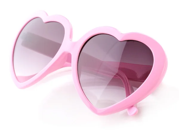 Ροζ σχήμα καρδιάς γυαλιά ηλίου απομονωθεί σε λευκό — Φωτογραφία Αρχείου