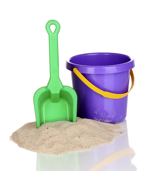 Children's beach toys and sand isolated on white — Stock Photo, Image