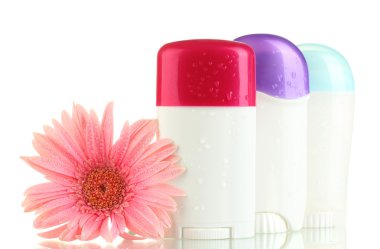 Deodorants with flower isolated on white clipart