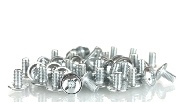 Chrome bolts isolated on white background close-up — Stock Photo, Image