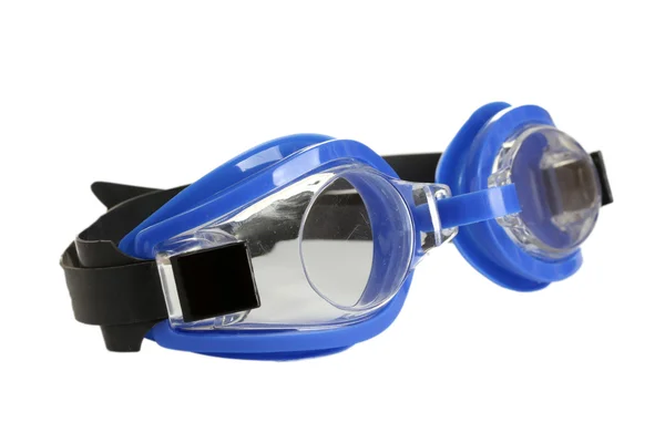 Óculos de natação azuis isolados em branco — Fotografia de Stock