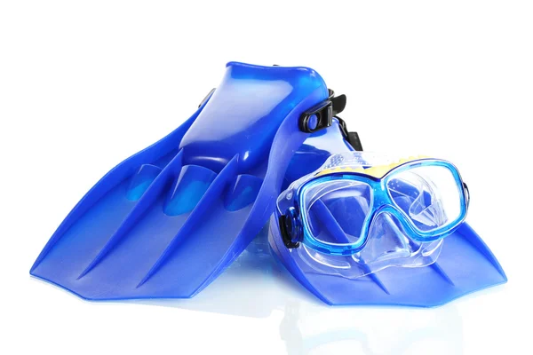 青いひれと白で隔離されるマスク — ストック写真