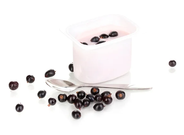 Yogur con arándanos aislados en blanco —  Fotos de Stock