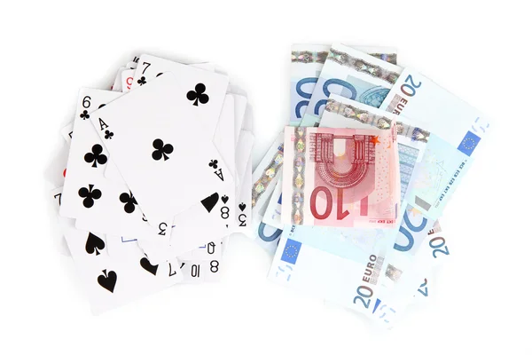Euro i talia kart do gry na białym tle — Zdjęcie stockowe