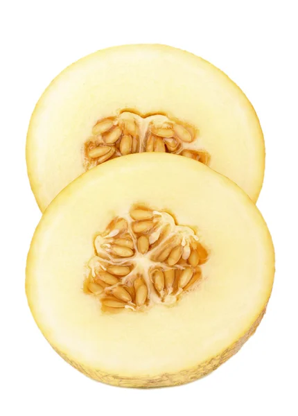 Melone maturo tagliato isolato su bianco — Foto Stock