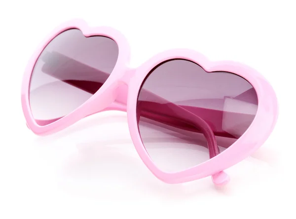 Gafas de sol rosadas en forma de corazón aisladas en blanco —  Fotos de Stock