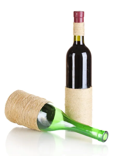 Dekorative Weinflaschen isoliert auf weiß — Stockfoto