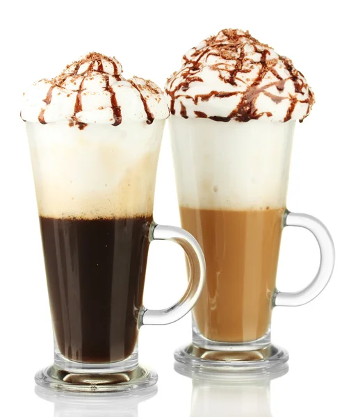 Окуляри свіжого кавового коктейлю ізольовані на білому — стокове фото