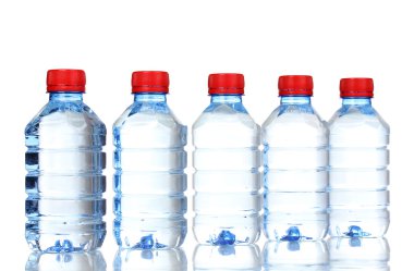 Plastic bottles of water isolated on white