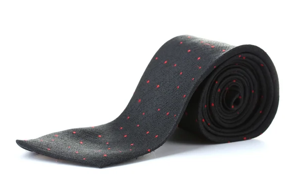 Hengerelt fekete nyakkendő a elszigetelt fehér — Stock Fotó