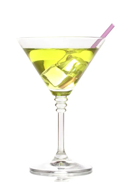 Cóctel amarillo en vaso de martini aislado en blanco —  Fotos de Stock