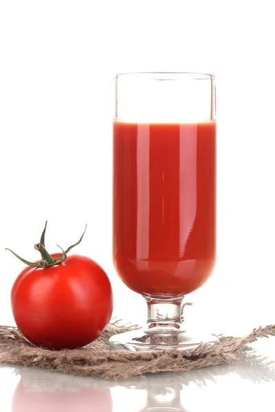 Tomato juice in glass isolated on white — Stock Photo, Image