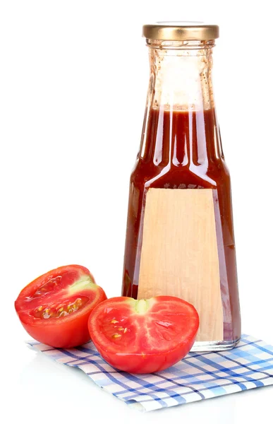 Tomatsås i flaska isolerad på vit — Stockfoto