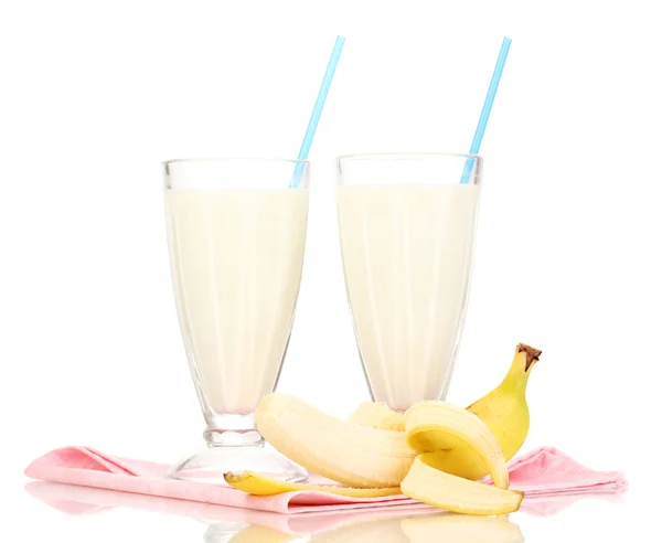 Banana milk shakes isolated on white — Stock Photo, Image