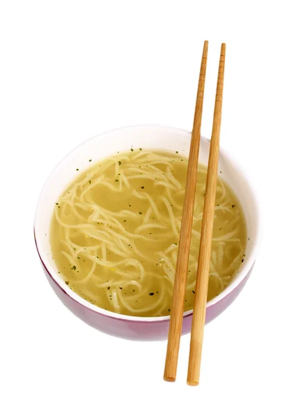 पांढरा वर वेगळे बाऊल मध्ये एशियन नूडल्स — स्टॉक फोटो, इमेज